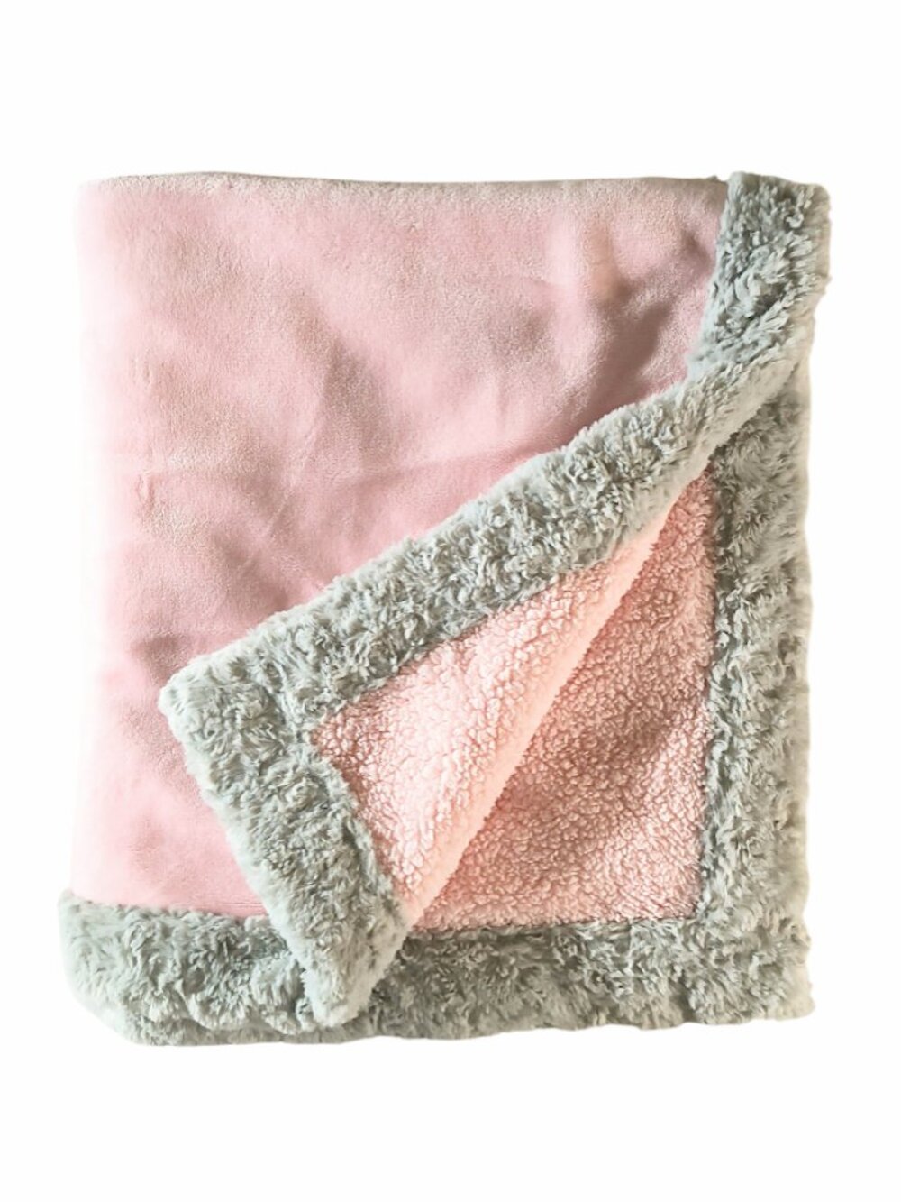 Little Me Gray Swirls Trim Sherpa Pink Soft Baby Security Blanket 30" X 37"